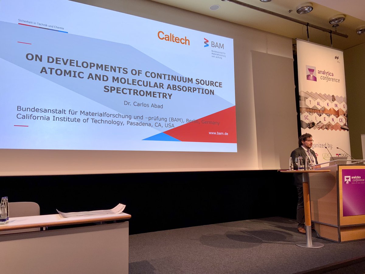 Many congratulations to the 2022 Bunsen-Kirchhoff-Award winner Dr. Carlos Abad Andrade, <a href="/CabadChem/">C:/arlos Abad</a> <a href="/BAMResearch/">BAM_DE</a>. Excellent lecture today in the #DAAS morning session at #analytica <a href="/GDCh_aktuell/">GDCh</a> <a href="/AnalBioanalChem/">Anal Bioanal Chem</a>