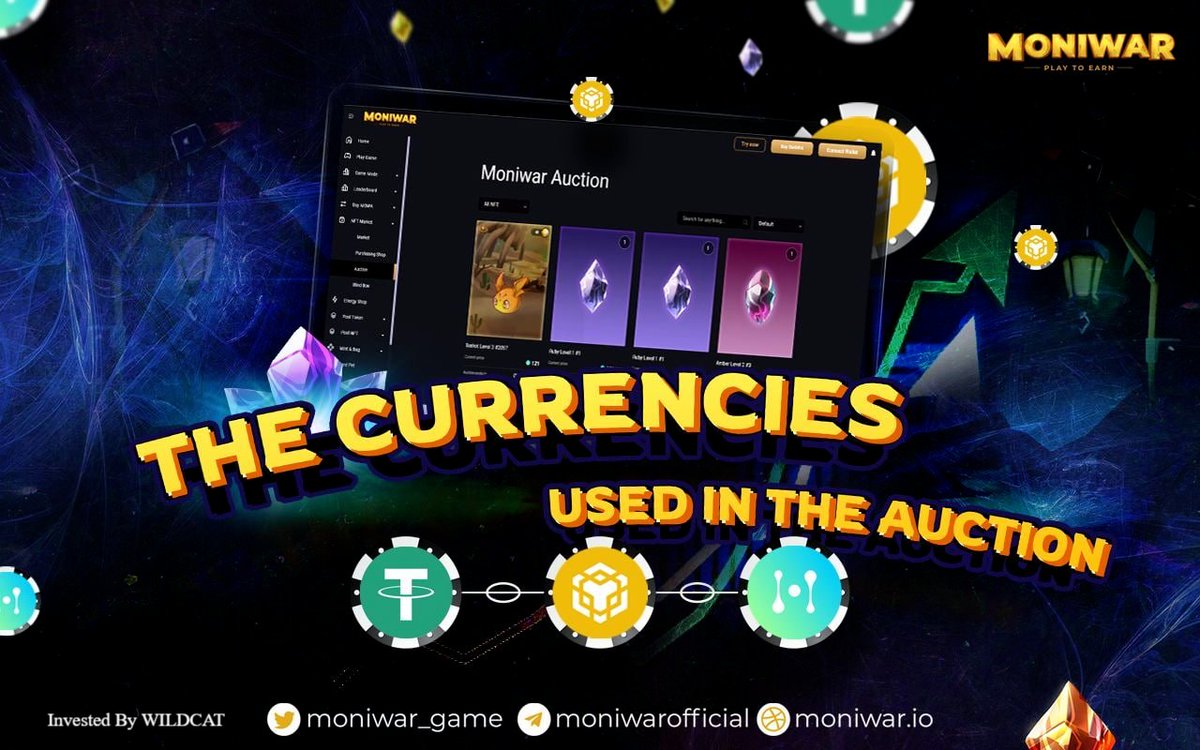 When Demon Kings are participating in Auction, they will be able to choose auction units including: $MOWA, $BNB and USDT. 

However, remember that PET can only auction 1 NFT /time, and other items you can bid 1 or more NFT/time. 
😉

#Moniwar #PlayToEarn #NFT #GamePad