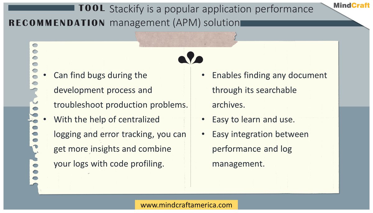 MindCraftGlobal's tweet photo. Stackify fully integrates application performance monitoring with errors and logs and is a preferred performance management tool.
#Stackify
#DeveloperTools
#MindCraftGlobal https://t.co/osgOV7Q7Wc