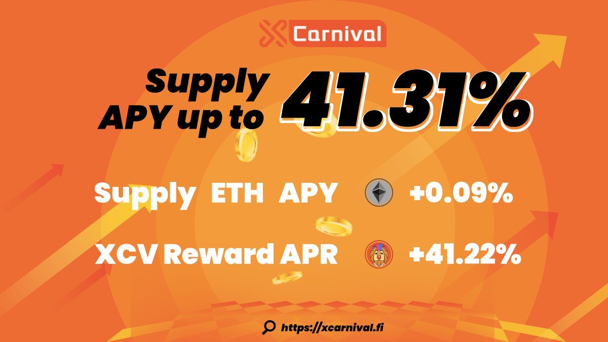 XCarnival_Lab's tweet photo. XCarnival Supply APY has up to 41.31%  🔥🔥🔥the higher rewards on 👉https://t.co/9dnlqSdYbv

✅ You can now deposit $ETH and earn more income!

PS: We'll supply #nesting #moonbirds lending services soon, please stay tuned. https://t.co/QKP6JOMuy9