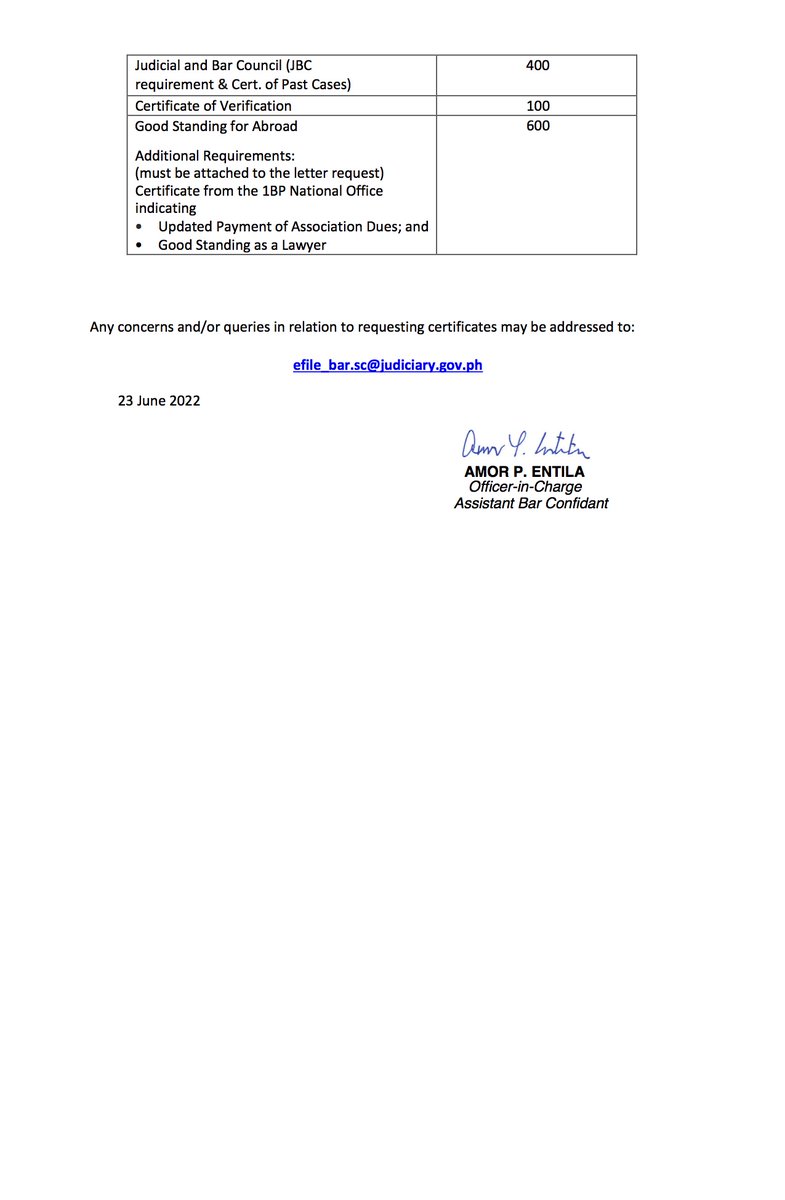 SCPh_PIO's tweet photo. READ: OBC Announcement (23 June 2022)
Re: Updated Guidelines for Requesting Certifications from the Office of the Bar Confidant https://t.co/nIeakJ3zz2