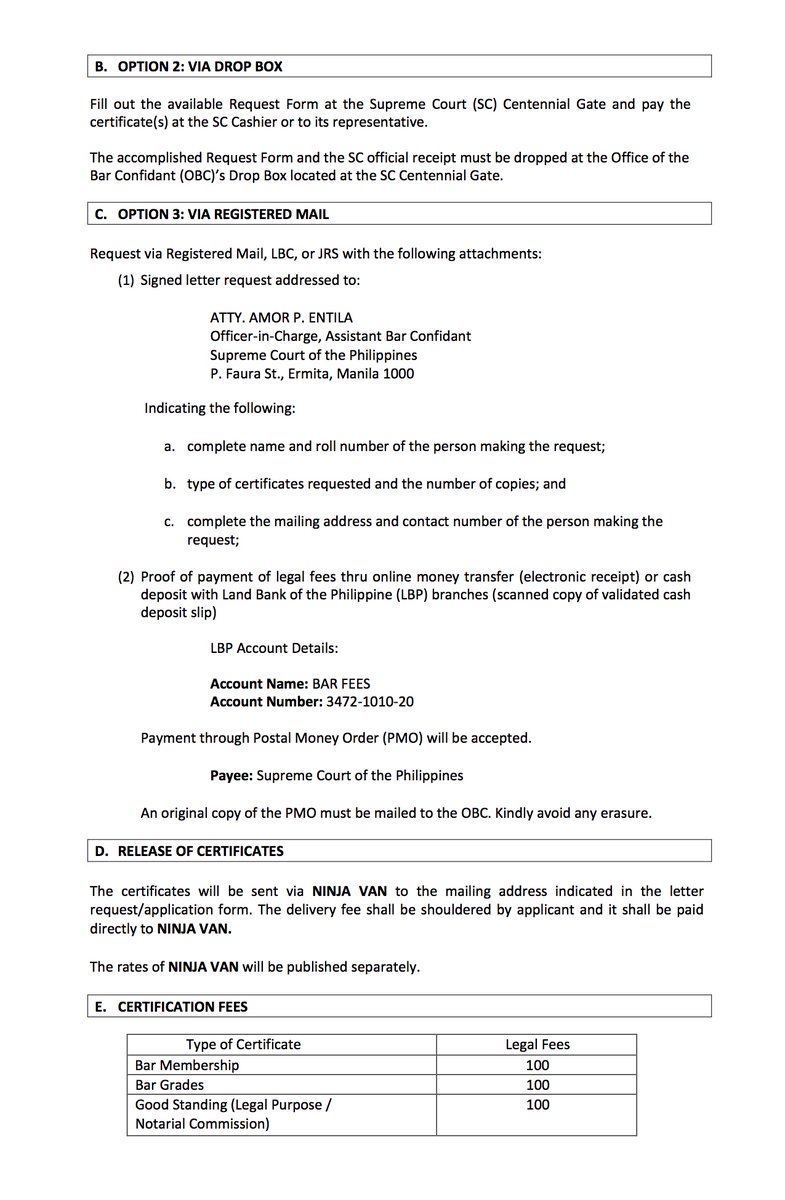 SCPh_PIO's tweet photo. READ: OBC Announcement (23 June 2022)
Re: Updated Guidelines for Requesting Certifications from the Office of the Bar Confidant https://t.co/nIeakJ3zz2