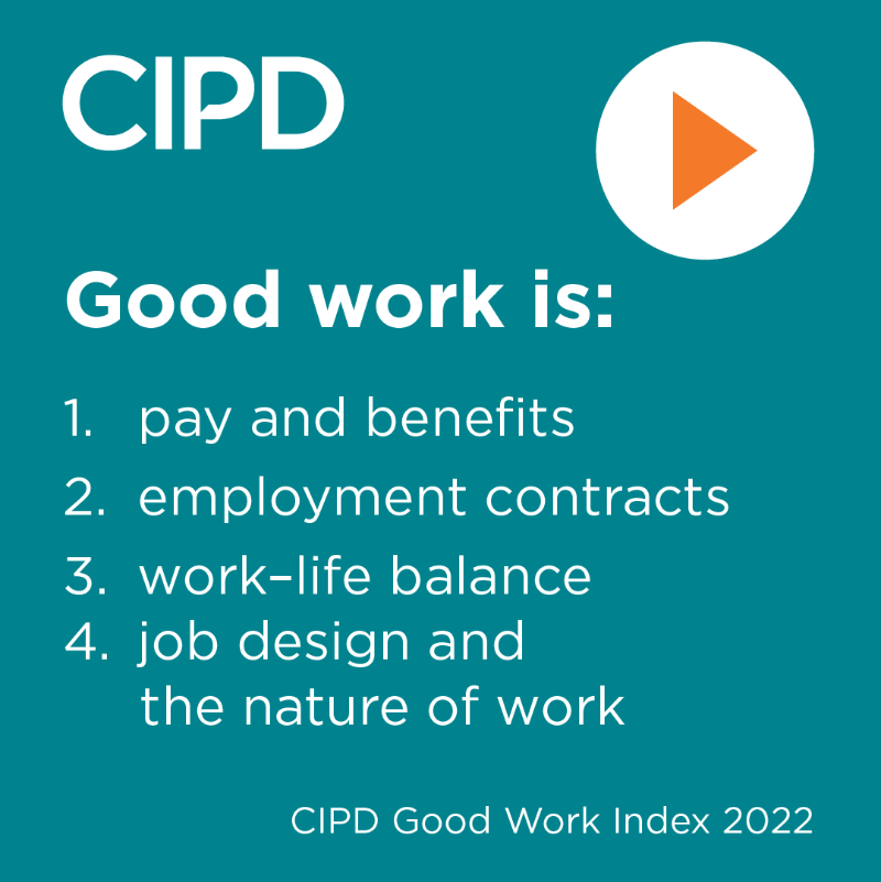 CIPD's tweet photo. How do you define a โgoodโ job?
These factors have a big influence on how likely people are to quit. With 6.5m expected to resign, improving job quality is not only the right thing to do by your people, but can aid #EmployeeRetention.
Read the #cipdGoodWork report to see how: