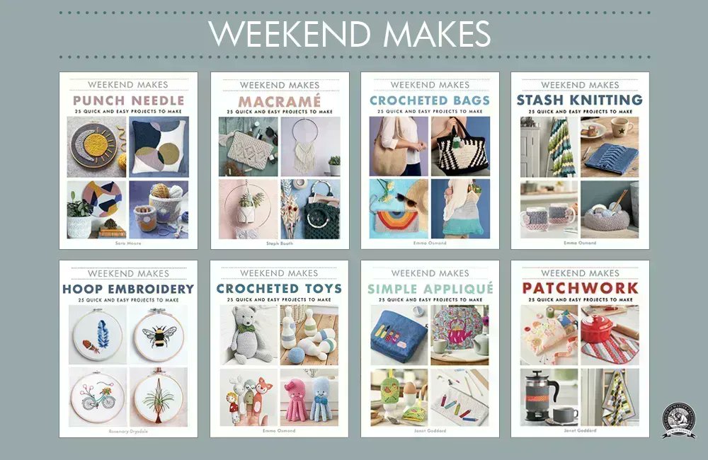 GMCbooks's tweet photo. #WeekendMakes contains detailed #techniques, #tools & #materials sections, providing everything you need to know to get started with your #craft. Including, #PunchNeedle, #Macrame, #CrochetedBags, #StashKnitting, #HoopEmbroidery, #CrochetedToys, #SimpleApplique & #Patchwork. https://t.co/5i7NgpUJU7