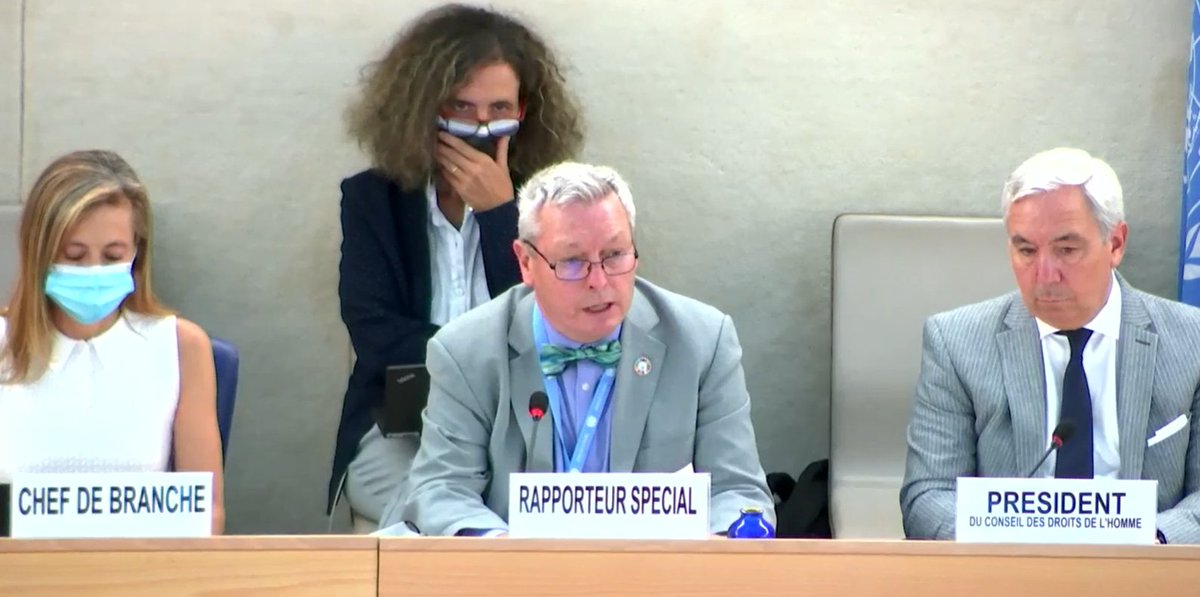 During #HRC50 interactive dialogue with the <a href="/SRclimatechange/">SR human rights & climate change, Elisa Morgera</a>, <a href="/RMIGeneva/">Marshall Islands Permanent Mission in Geneva</a>, on behalf of the core group L.27, welcomed Dr. Fry and his ambitious vision for the mandate: "We need to step up our ambitions before the 1.5° target becomes a missed opportunity. " #ClimateCrisis