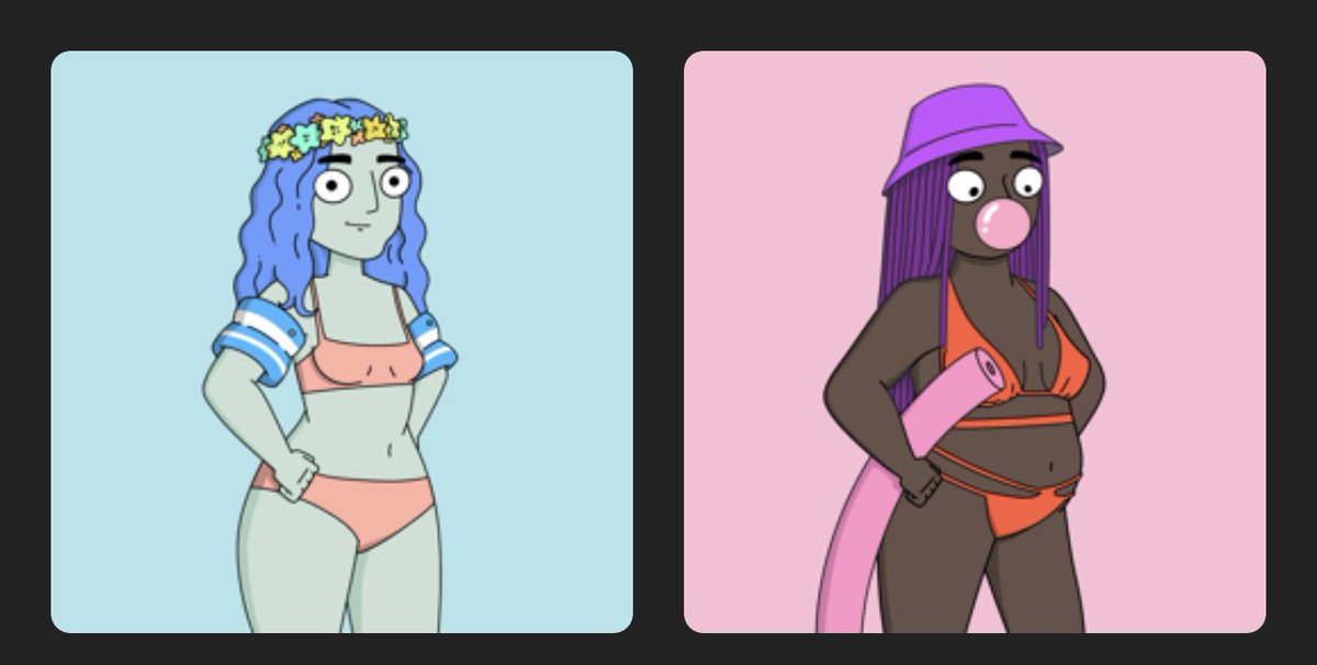 Just a cute fun free mint from <a href="/NFGhost__/">NFGhost</a> w/<a href="/citygonewoods/">ky 🍌</a> &amp; <a href="/R__Z__N/">RZN</a> it is their SOL Girl/Boy Summer collections. Check them out!