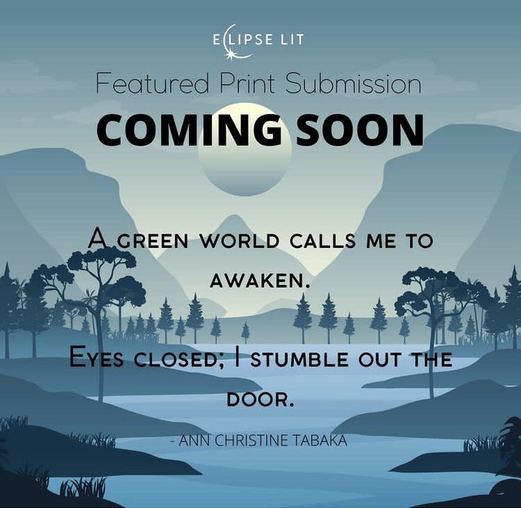 Today we want to shout out some of the amazing submissions that are in our 2nd issue!  Check out a sneak peak of this piece from <a href="/TabakaChris/">Ann Christine Tabaka (poet)</a>  and don’t forget to get tickets for our launch event this Saturday!