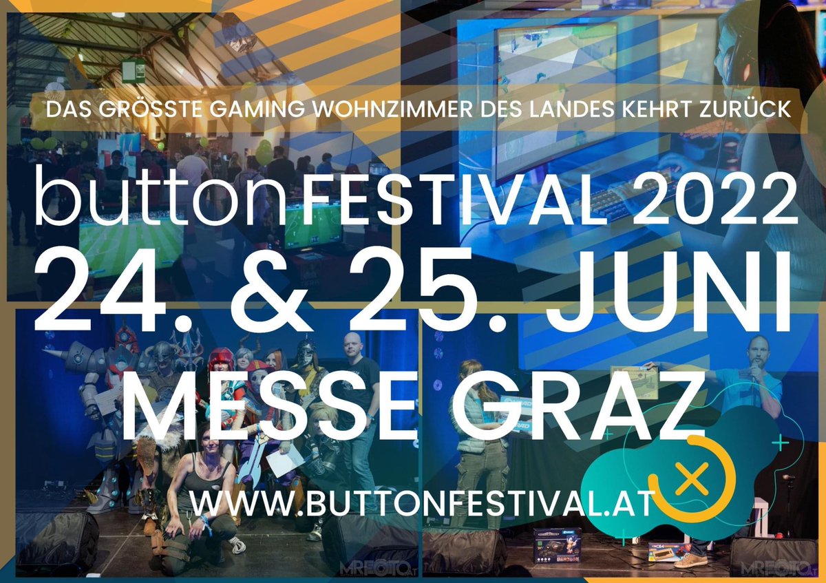 VulkanLAN's tweet photo. Wen trifft man dieses Wochenende alles beim @button_Festival 2022 in der Messe Graz? 
Alle Infos findet ihr auf https://t.co/ER6P0HWWmx
#buttonfestival #VulkanLAN #JoinTheTeam https://t.co/88ZdedMeTE