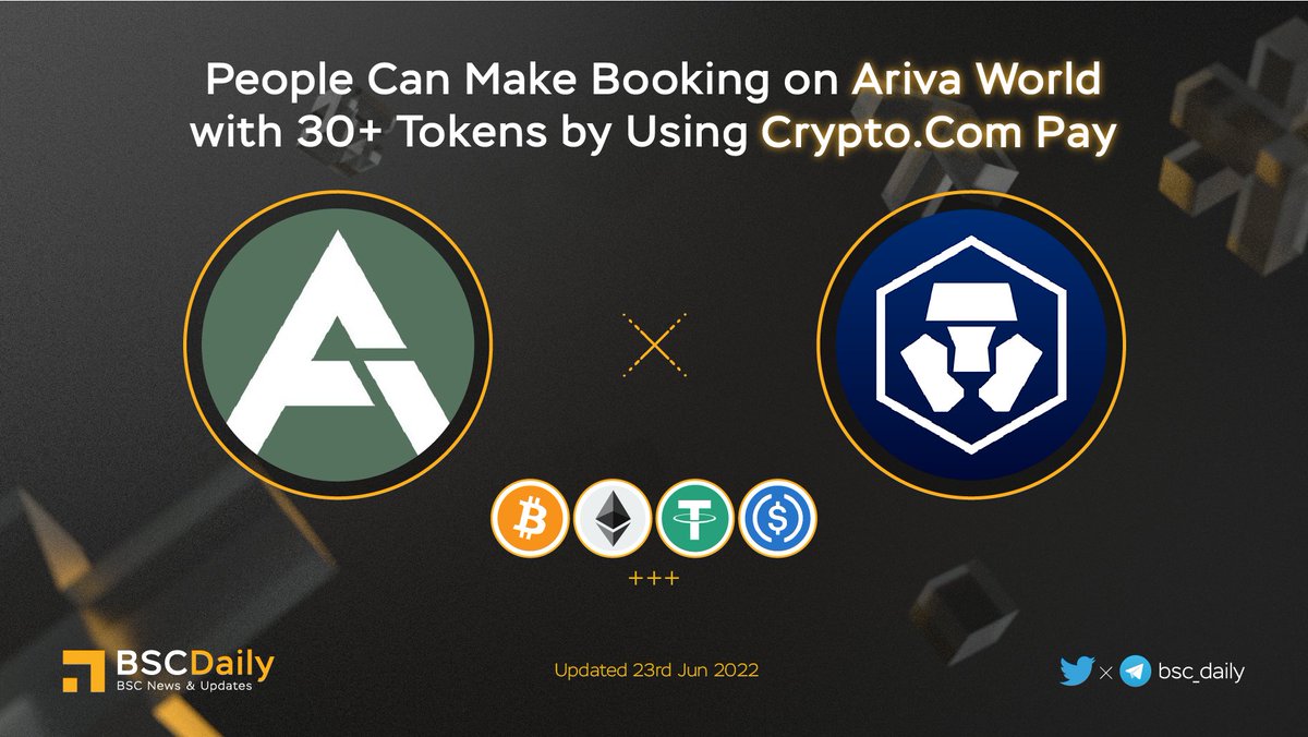 bsc_daily's tweet photo. 😍 People Can Make Booking on @ArivaCoin with 30+ Tokens by Using @cryptocom Pay🚀

With the arrival of #ARIVA, the digital payment system is about to experience a massive innovative turnaround that can change the world and make trading easier and better💪

Explore More
#BNB #ARV https://t.co/hlb4h2zNum