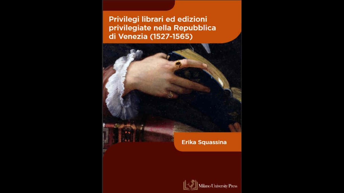 Very warm congratulations to our <a href="/SquassinaS/">Erika S</a> who just published her study on book privileges in Venice 🍾🎊

Check it out - it's #OpenAccess, too!

libri.unimi.it/index.php/mila…

#bookhistory