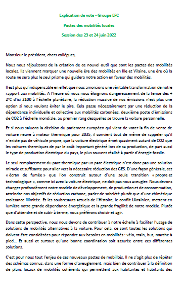GroupeEFC_CD35's tweet image. Présentation des pactes de mobilités locales #CD35 : une plus grande place aux mobilités alternatives à la voiture pour moins d&apos;émissions, tel est le principe directeur de ce nouvel outil. Nous venons ainsi concrétiser un engagement de la nouvelle majorité élue en juin 2021.