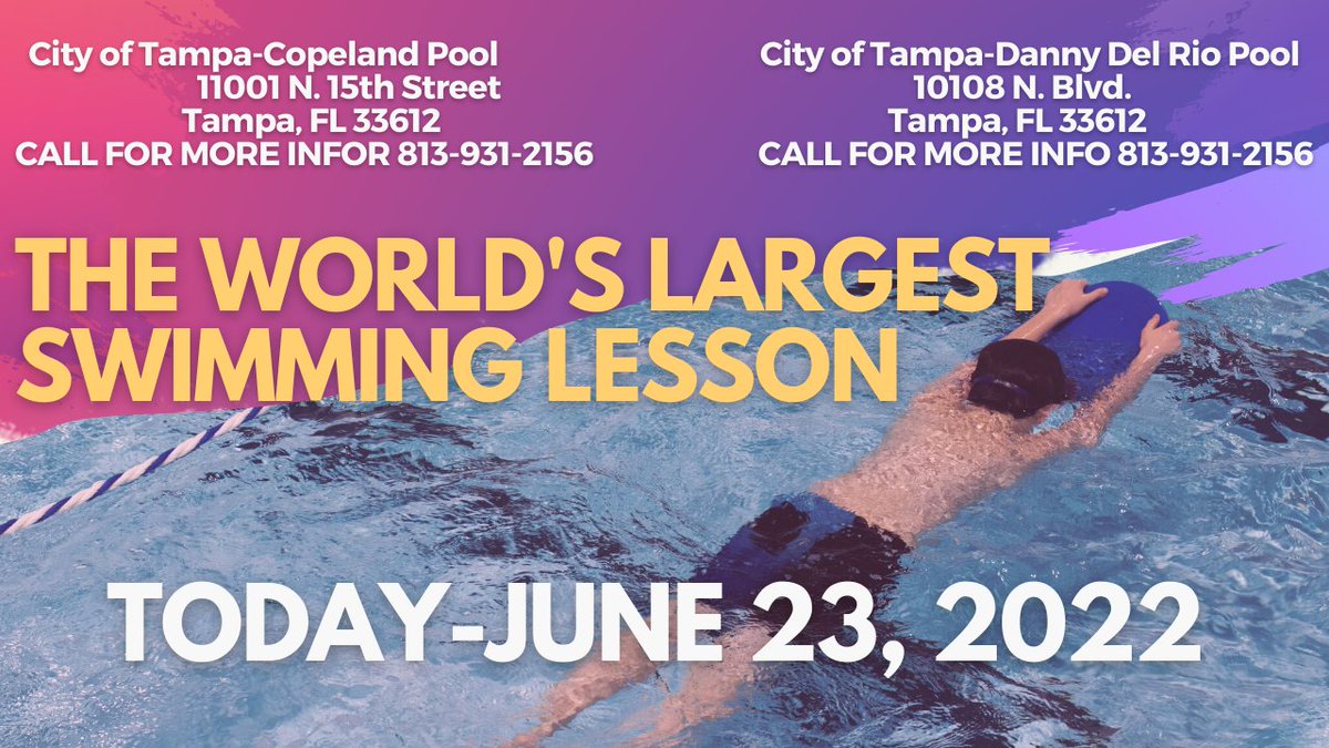 FPRC_USF's tweet photo. #swimminglessonssavelives
Check out free swim lessons TODAY on #worldslargestswimminglesson @CityofTampa #Copelandpool and #dannydelriopool. https://t.co/etqvNWPDVM
