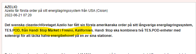 bearisch's tweet photo. Kvalitetsorder av Azelio. "Detta är en strategiskt mycket viktig order för Azelio" enligt VDn https://t.co/oViGWo7HQo