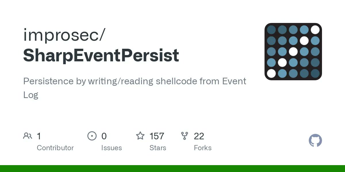 "SharpEventPersist: Persistence by writing/reading shellcode from Event Log"

#pentest #redteam #infosec
github.com/improsec/Sharp…
