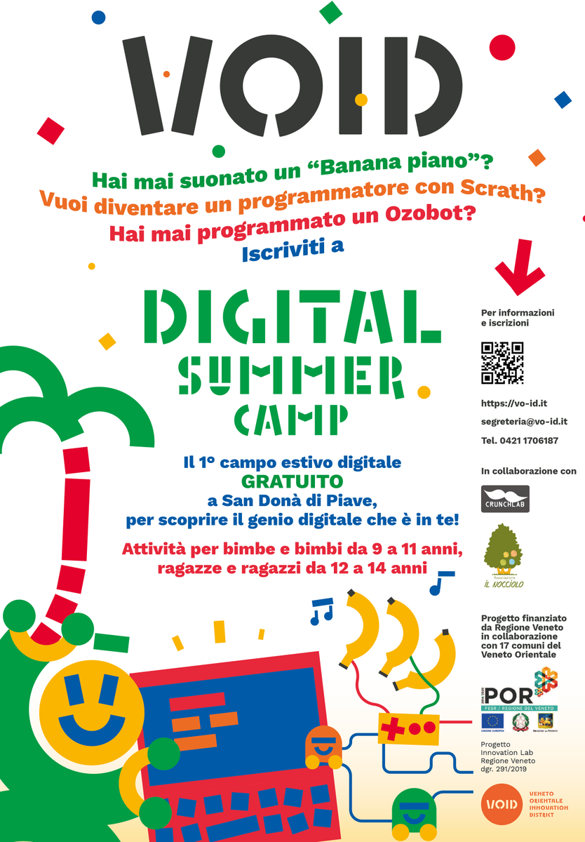 SanDonaOfficial's tweet photo. 🟠Digital Summer Camp #2🟠
Iscriviti GRATUITAMENTE😁
🗓️ Dal 27 giugno al 1 luglio
⏰dalle 9:00 alle 16:00
🧺 Pranzo e merenda al sacco
📧 segreteria@vo-id.it
☎️ 0421-1706187
#digitalsummercamp #innovationlab #laboratoriperbambini #sandonadipiave👍 https://t.co/tVKbOm9CYF