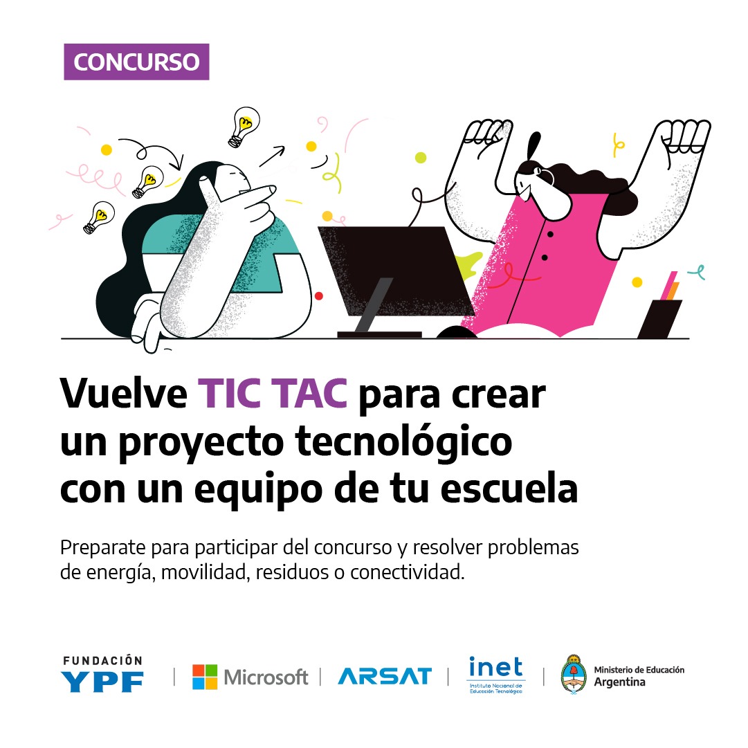 Vuelve “Tic Tac, hora de innovar”, un concurso que busca que más estudiantes mujeres puedan desarrollar sus propios proyectos tecnológicos. Si estudiás en una escuela técnica, armá tu equipo y preparate para diseñar tus mejores ideas 
forms.office.com/r/9sztYnnNWn