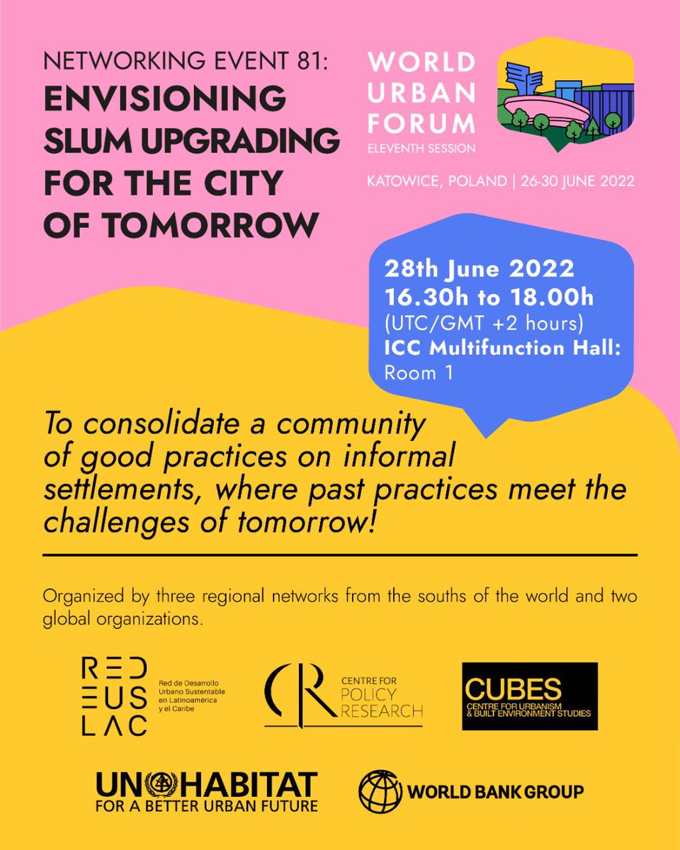 AnacludiaRossb1's tweet photo. How can we bring informal settlements to the forefront of global discussion? At @WUF_UNHabitat  @mgreenez, @ellen_ehamilton, Kerstin Sommer,Renu Kohsla, @seana_nkhahle and Ricardo Jordan will engage with a global communitiy of practice on slum upgrading https://t.co/RxUBRaWjPv