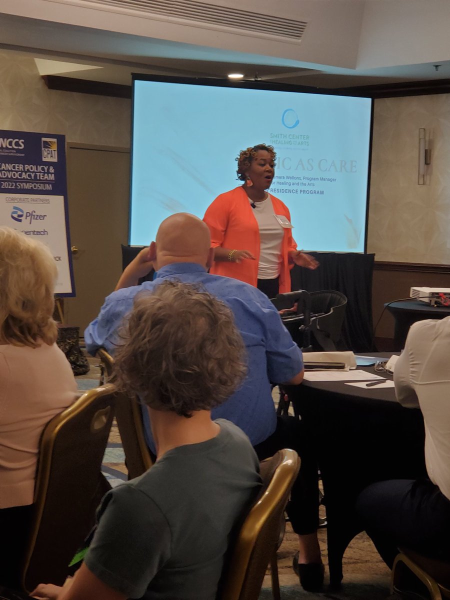 GBTPink's tweet image. Tamara Wellons of the Smith Center for Healing Arts leading off her talk on music as care with stunning vocals! #chills #CPAT22 @CancerAdvocacy #caredfor