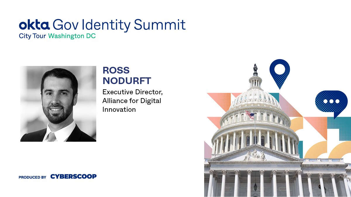 4DigInnovation's tweet photo. Don't miss ADI Executive Director @RossNodurft at today's @okta Gov Identity Summit! https://t.co/FgRjXs0QXk #OktaGovSummit https://t.co/6m3GuPhKh3