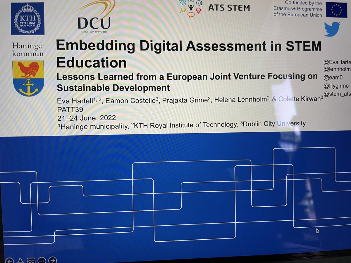 Presenting some of the work that #stem from the <a href="/Erasmus_Project/">Erasmus+ Projects</a> <a href="/stem_ats/">ATS_STEM</a> at the <a href="/PATT_39/">PATT39</a> hybrid conference #patt39 #atsstem w <a href="/HelenaLennholm/">Helena Lennholm</a> @eam0 <a href="/lilygirme/">Lily</a> <a href="/cdlkirwan/">Dr Colette Kirwan</a> <a href="/KTHuniversity/">KTH Royal Institute of Technology</a>