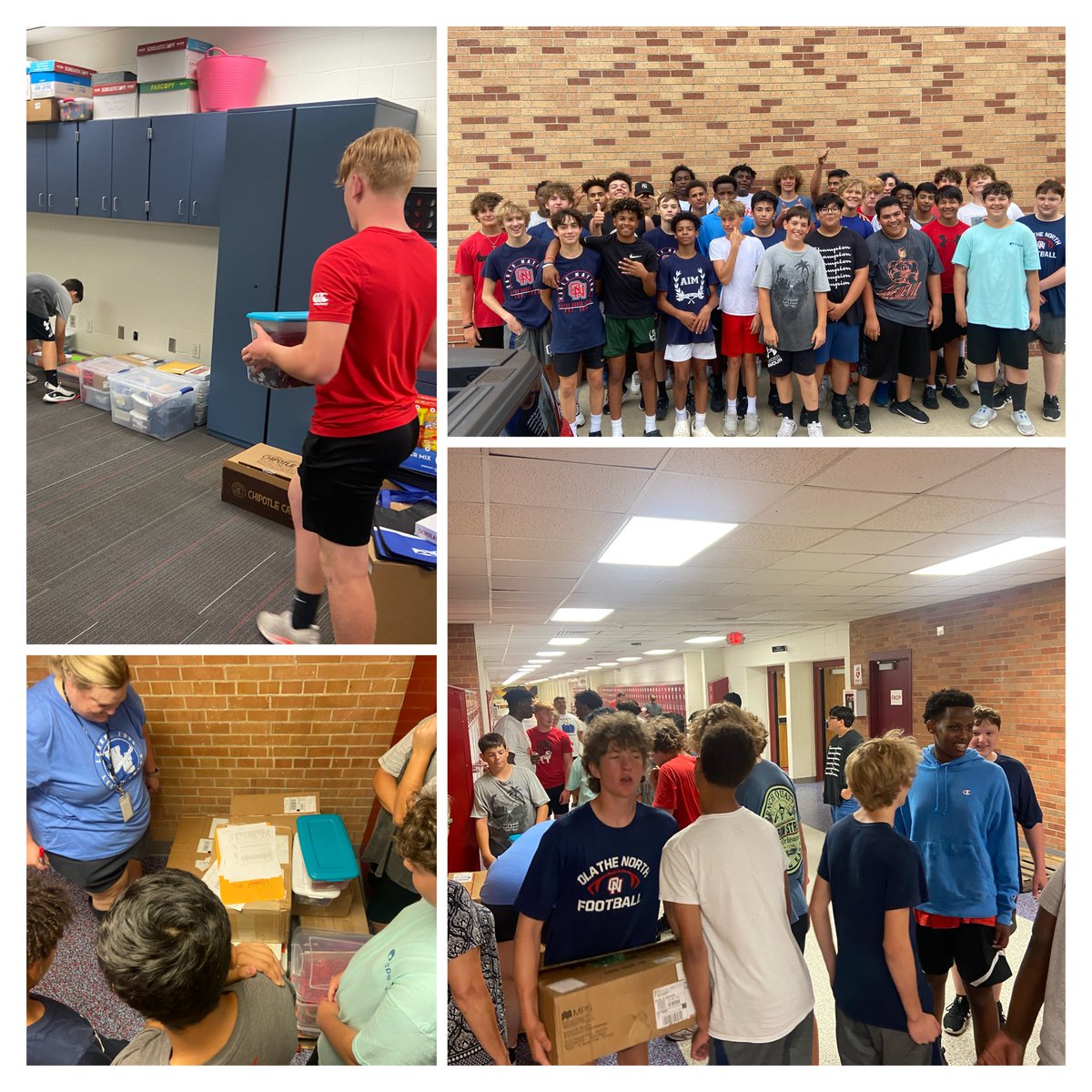 Israel_Marshall's tweet photo. @ONeaglesFB putting in some work delivering boxes of resources to Olathe North classrooms! https://t.co/zHDAXnLJbH