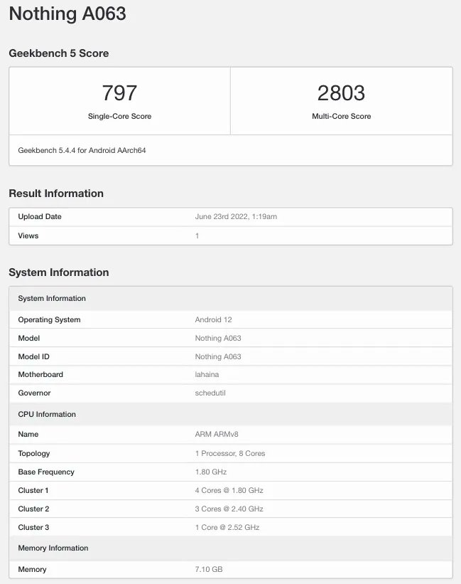 Nothing phone (1) has appeared on #Geekbench and it features the 🐉 #Snapdragon778G+ (6nm) chipset, not the much expected & latest #Snapdragon7Gen1 (4nm).

 I think a few might be disappointed. 😹  #Nothingphone1 #Nothing #stufflistingsarmy #technews @getpeid