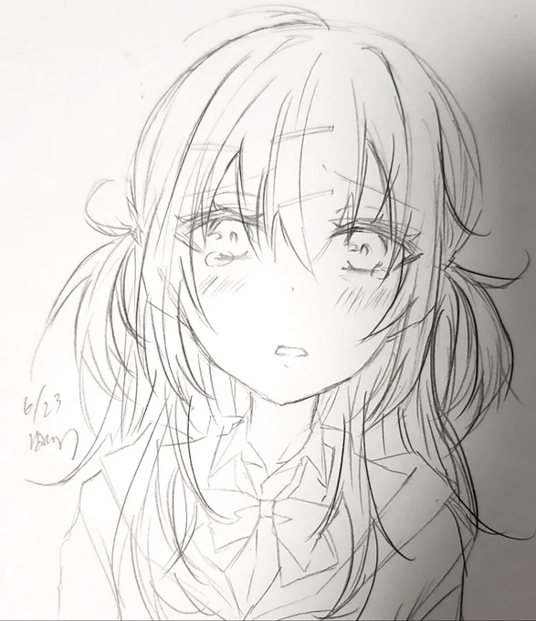 #ラクガキ 
#イラスト 
りくえもん♀️
おなごむずかしい。 