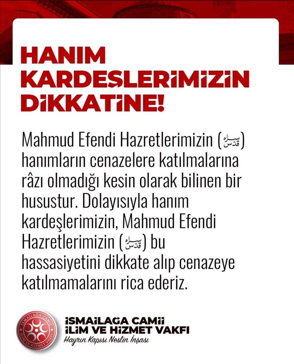 Kadınlar cenazeye katılınca libidosu mu yükselecekti acaba? 
Nedir bu siyasilerin, öldükten sonra bile kadın düşmanlığı yapan bu zat'a tapınıp taziye mesajları yayınlaması. 🤔

#MahmutUstaosmanoğlu