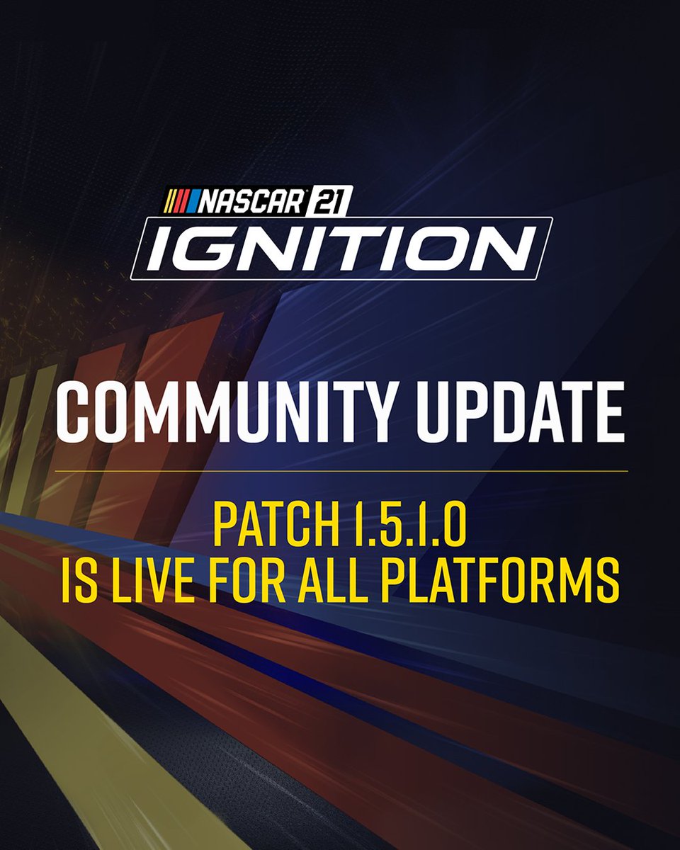 The Next Gen Upgrade and Patch 1.5.1.0 is now available!

This free update brings #NASCARignition to Xbox Series X|S and PlayStation 5 as well as provides quality of life improvements for all players.

For more info visit: bit.ly/3tWuRlU