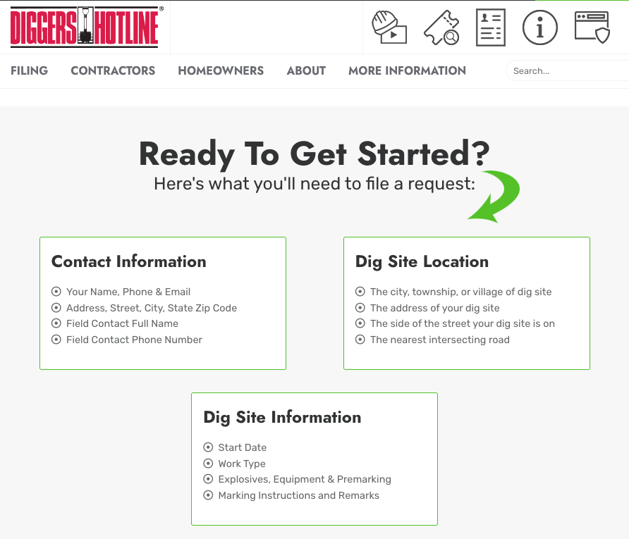 diggershotline's tweet photo. Before you contact Diggers Hotline, you'll need a few things to get started. Want to know what those things are? Check it out. You're just a few steps away from safe digging. #dial811 #digsafe https://t.co/bPdJOaRMvV