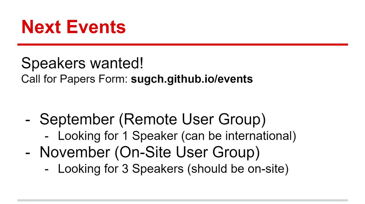 sugch's tweet photo. We are looking for speakers for our upcoming #Sitecore User Groups in September (remote) and November (on-site). Fill out our Call for Papers form here https://t.co/NbuP0TCsB8 #SUGCH https://t.co/x9uCDNBeR6