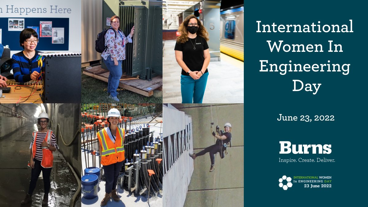 BurnsGrp's tweet photo. Happy International #WomenInEngineering Day! Today we are celebrating &amp; recognizing some of the talented women at Burns who have made an impact in #engineering. Learn more about career opportunities: https://t.co/HcLa85HkYX

#InspireCreateDeliver #INWED22 @INWED1919 https://t.co/tLCK7tjRDL