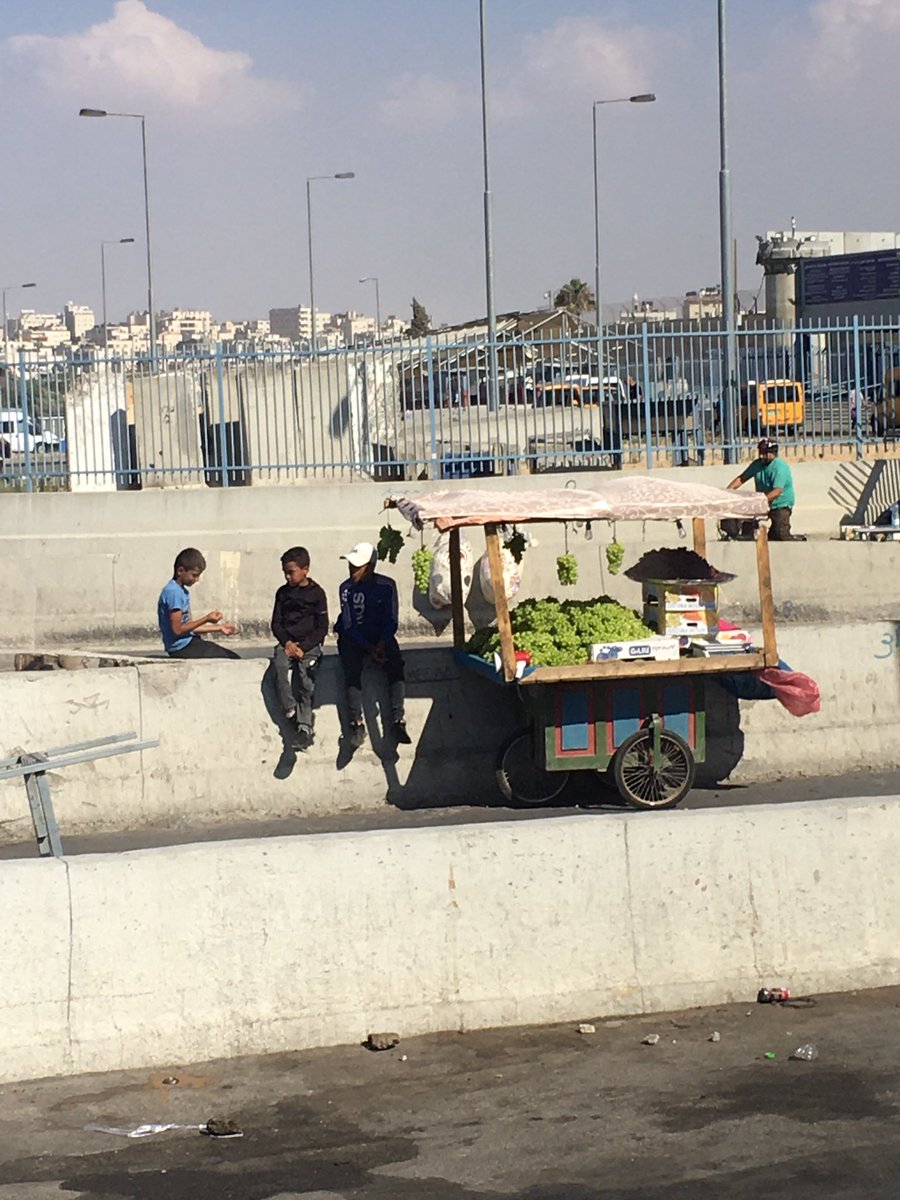 Just passed Qalandia checkpoint. These kids spend all day in the baking sun selling juice, fruit and water to passing cars. But despite all this they offered to share their food with me while I waited. Don’t listen to the media, these kids are raised with amazing values.