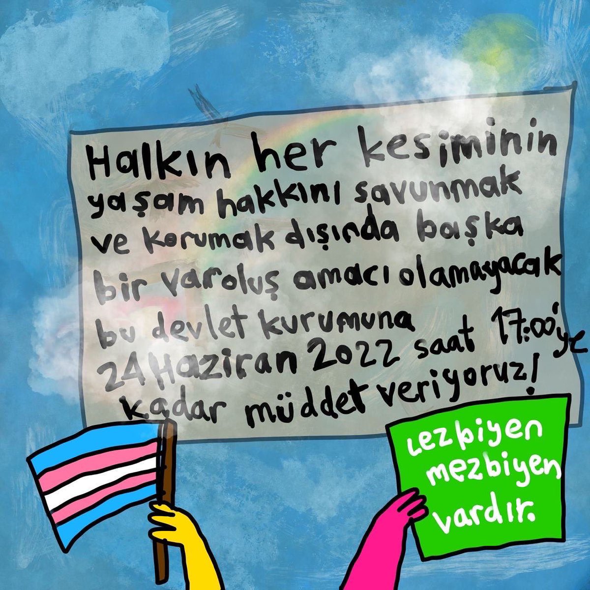 istanbulpride's tweet photo. Halkın her kesiminin yaşam hakkını korumak ve savunmak dışında başka bir varoluş amacı olamayacak bu devlet kurumuna 24 Haziran 2022 saat 17:00’ye kadar müddet veriyoruz! https://t.co/Nmvoc6rm0f