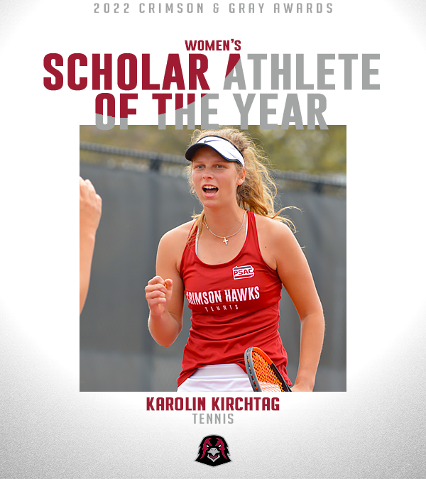 IUPCrimsonHawk's tweet photo. 𝟐𝟎𝟐𝟏-𝟐𝟐 𝐂𝐫𝐢𝐦𝐬𝐨𝐧 &amp; 𝐆𝐫𝐚𝐲 𝐀𝐰𝐚𝐫𝐝𝐬

Scholar-Athlete of the Year

Women: Karolin Kirchtag, @IUPtennis 
Men: Josh Dauberman, @IUPfootball 

#TalonsUp https://t.co/T1zJuAPWeU