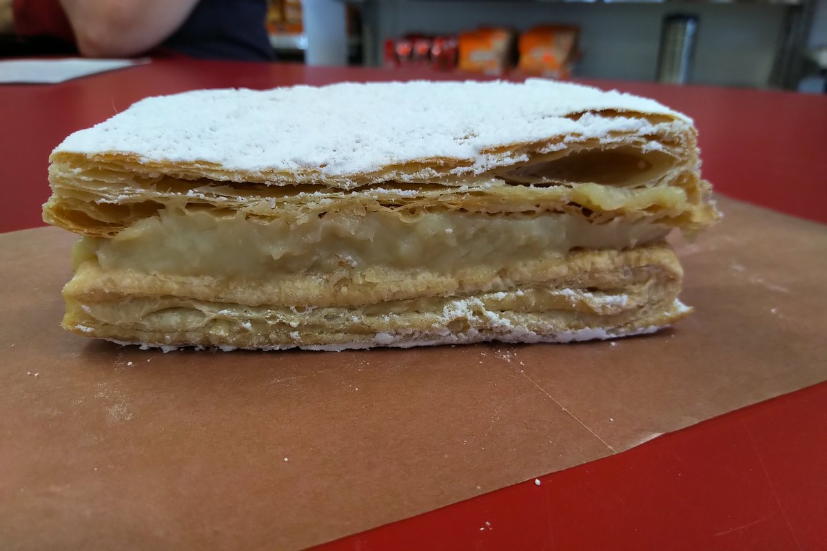 Just arrived.....custard slice? Just look at the uber flaky puff pastry filled chock-a-block of silky smooth custard and dusted on top. Available only Thursday - Saturday or until sold-out as these only have 3 days of shelf life. We're fresh obsessed! <a href="/TownofWhitby/">Town of Whitby, ON</a>