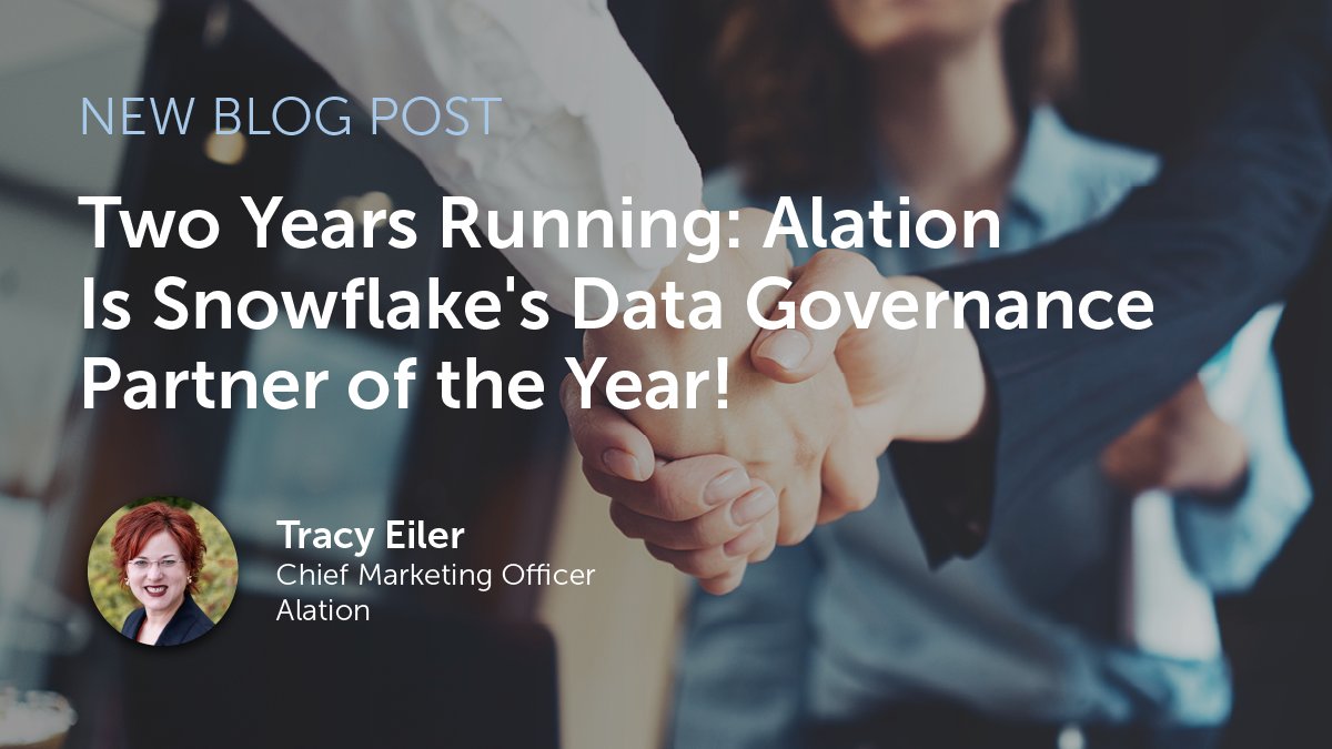 bigdatamagnet's tweet photo. Thrilled to share that @SnowflakeDB has named @Alation its #DataGovernance Partner of the Year for the second year in a row!  Along with 5 industry competency badges: 
https://t.co/2uD4vPF5MB https://t.co/9CMZE1gOtx