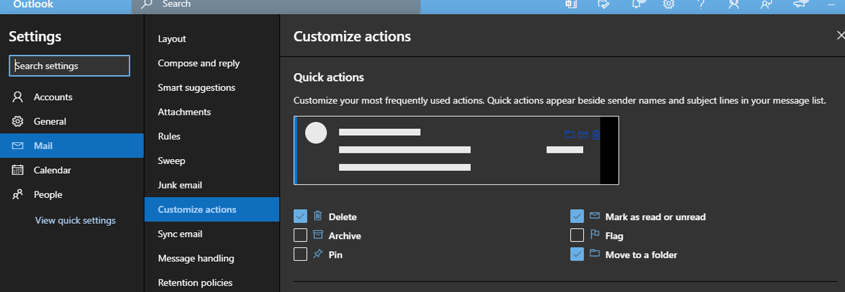 AaronKuester's tweet photo. @npwiley @Outlook So confused as outlook preview shows that I have these settings enabled yet I only have a flag and dismiss in notification center. https://t.co/GMAJWnz2Iu