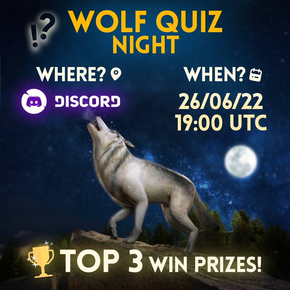 This Sunday at 19:00 UTC, will feature the first ever Wolf Quiz night on our Discord server. To be able to take part, head over to our discord server and keep an eye out for the announcement providing all the information!