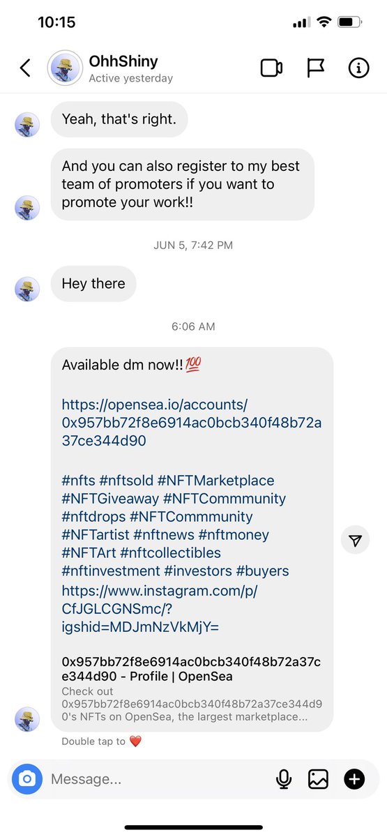 HelloRotasWorld's tweet photo. #Warning there is a impersonator acting as @ohhshiny who is trying to fraud people. Please pay attention and be safe in these digital street. #ScamAware #fraudalert #rotascommunity #alert #Web3 #NFTCommunity https://t.co/cqYcinvxxO