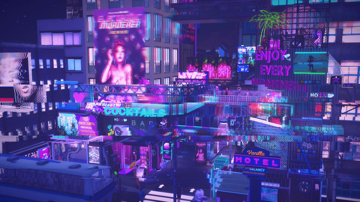 trashsimulation's tweet image. THREAD: CyberPunk Town ft End of the Line under ground Club - EA Name - TRASHCANTASH - 1/5 #sims4 #ShowUsYourBuilds #cyberpunk #Sims4Cc #TS4