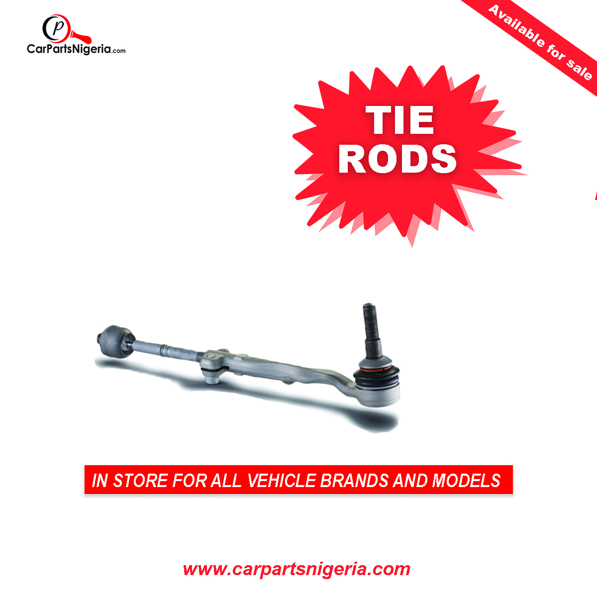 Damaged tie rods would affect your steering and front-end alignment. Get a replacement now at carpartsnigeria.com

#tierod #tierodsocket #steering #frontendalignment #carparts #autoparts #carpartsale #autopartsale #CarPartsNigeria #autoparts