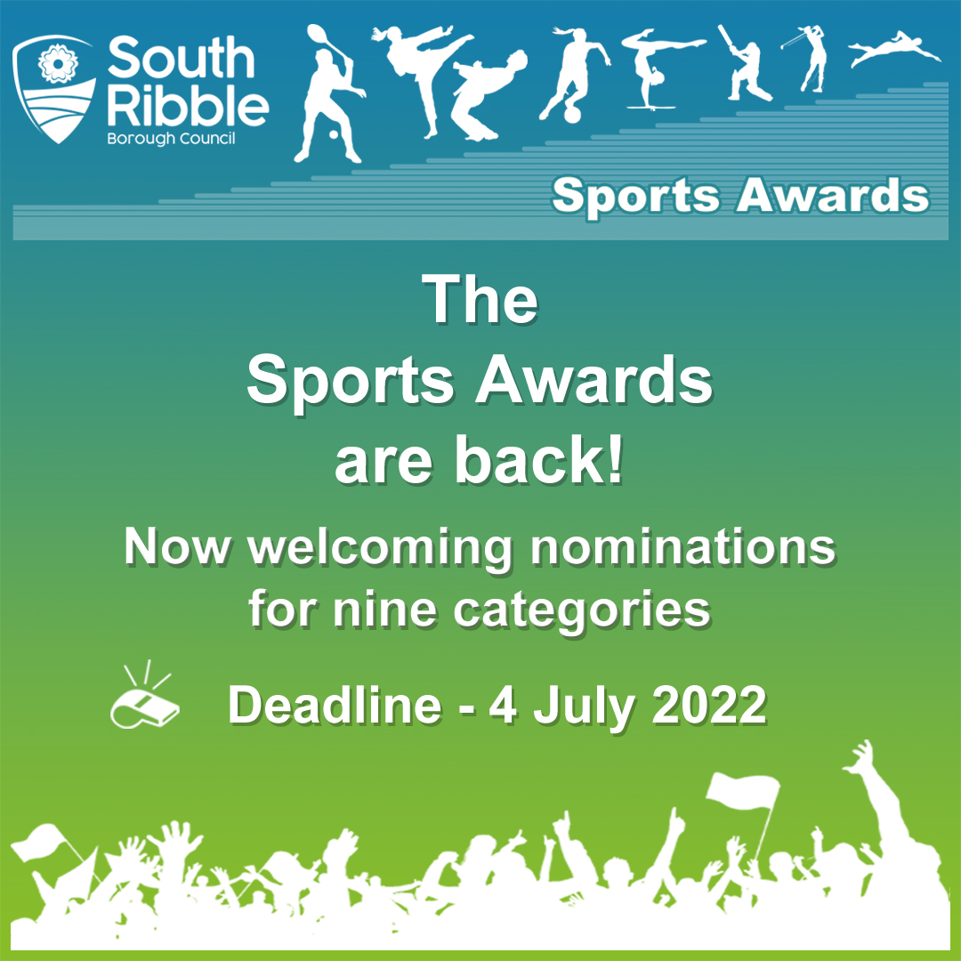 southribblebc's tweet photo. This is an opportunity to give recognition to a sports group, club or individual that provide a fun environment in our community... nominate a group or club in the Sports Awards🏆

We have nine categories for nominations this year until 4 July 

https://t.co/PGqu34CKZq https://t.co/HViegbFOGp