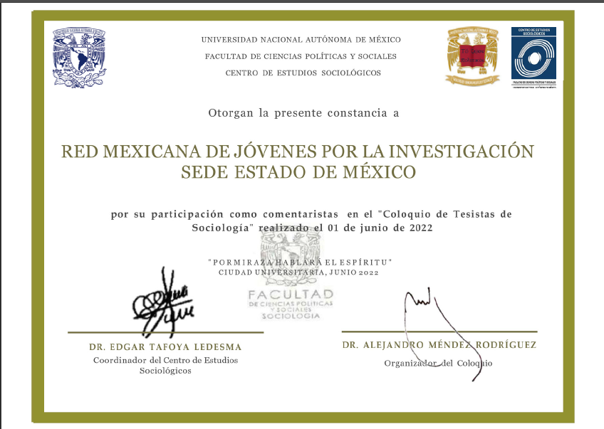 ReMJI_EdoMex's tweet photo. A inicios de mes el equipo regional del Estado de México, tuvo el honor de participar en el "Coloquio de Tesistas de Sociología" en calidad de comentaristas, impartido en la Facultad de Ciencias Políticas y Sociales de la UNAM.
¡Enhorabuena colegas!
#SomosReMJI #OrgulloReMJI https://t.co/eFiIYIVxk8