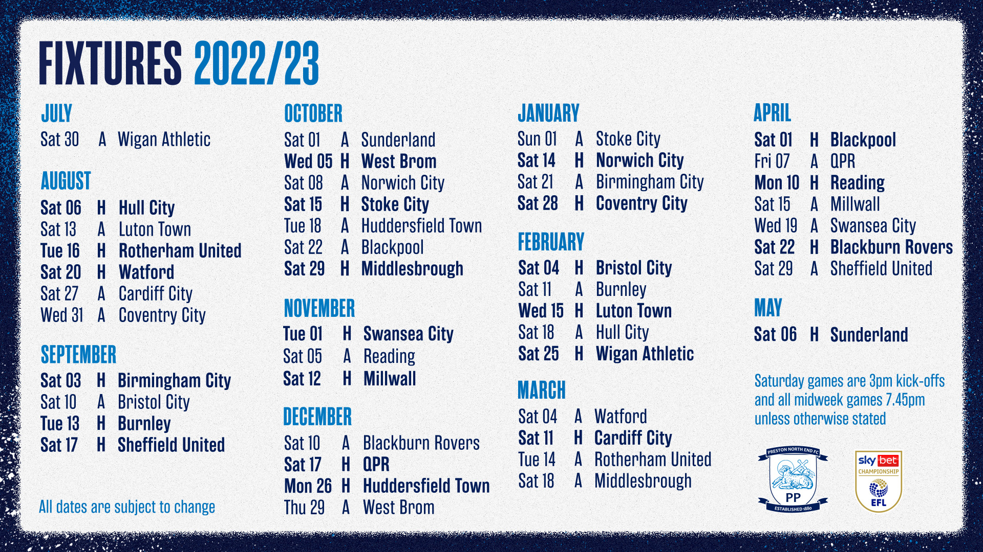 2022/23 Championship Fixtures Confirmed - News - Preston North End