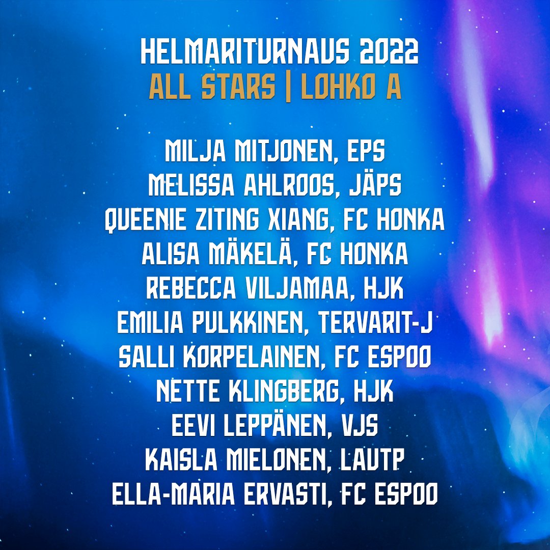 Jos toi Huuhkajaturnaus upeita onnistumisia, Helmariturnaus vielä korotti.
Kaksi pelaajaamme, Eevi Leppänen ja Emilia Hannula, valittiin turnauksen tähdistöihin!
Onnittelut!
Hyvää juhannusta kaikille!
❤️⚽💛