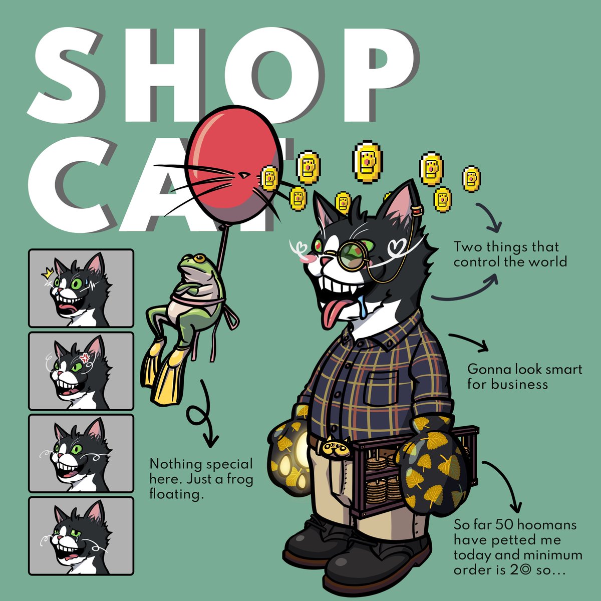 goofymeow's tweet photo. 🥁 🥁 🥁  Sneak peek to our 4th clan: Shop Cat 💸!

#Solana #SolanaNFT #NFT #NFTart #GoofyMeow #illustration #cat #catdrawing #digitalart #digitaldrawing #avatordrawing #avator #characterdesign #catmemes #memes #Crypto #cryptocurrencies #Whitelist https://t.co/Wys4s5jJbZ