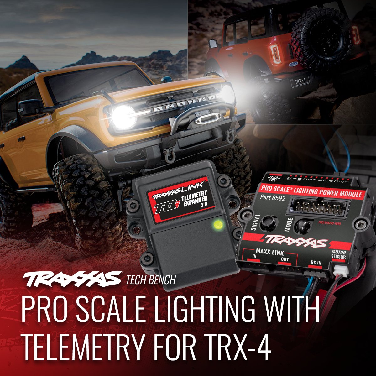 Traxxas's tweet photo. HOW TO Install Lighting & Telemetry π§° β> https://t.co/lHnE2fMhZB π§
Get ready to take your #TRX4 to the next level with Pro Scale LED Lighting and real-time #Traxxas Link Telemetry. ππΌ
#TraxxasTechTip π§°
#MyTRX4 #TraxxasLED #TRX4Explore
#FastestNameInRadioControl https://t.co/3NK8R6l3zJ