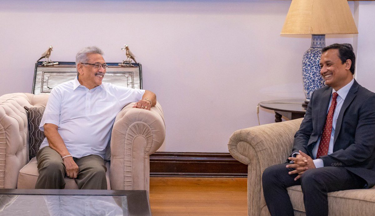 GotabayaR's tweet photo. Had a fruitful meeting with the #Bangladesh High Com. to #lka, Tareq Ariful Islam this afternoon. We unanimously agreed that time has come to further strengthen bilateral economic cooperation, in a number of areas including apparel, agriculture, health and investment. 🇱🇰 🇧🇩 https://t.co/ZFfuveYo1s