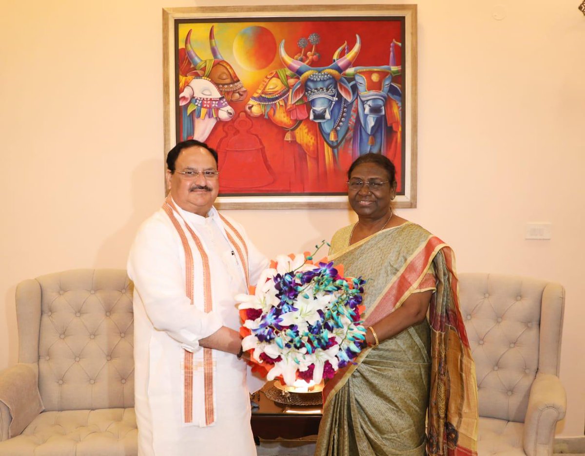 NDA's Presidential Candidate Draupadi Murmu met BJP National President @JPNadda ... - Kannada News